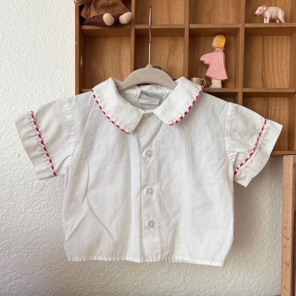 VINTAGE Samara White Layering Shirt with Red Stitching